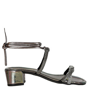 SANDALIA SALTO BLOCO TIRAS STRASS AMARRACAO