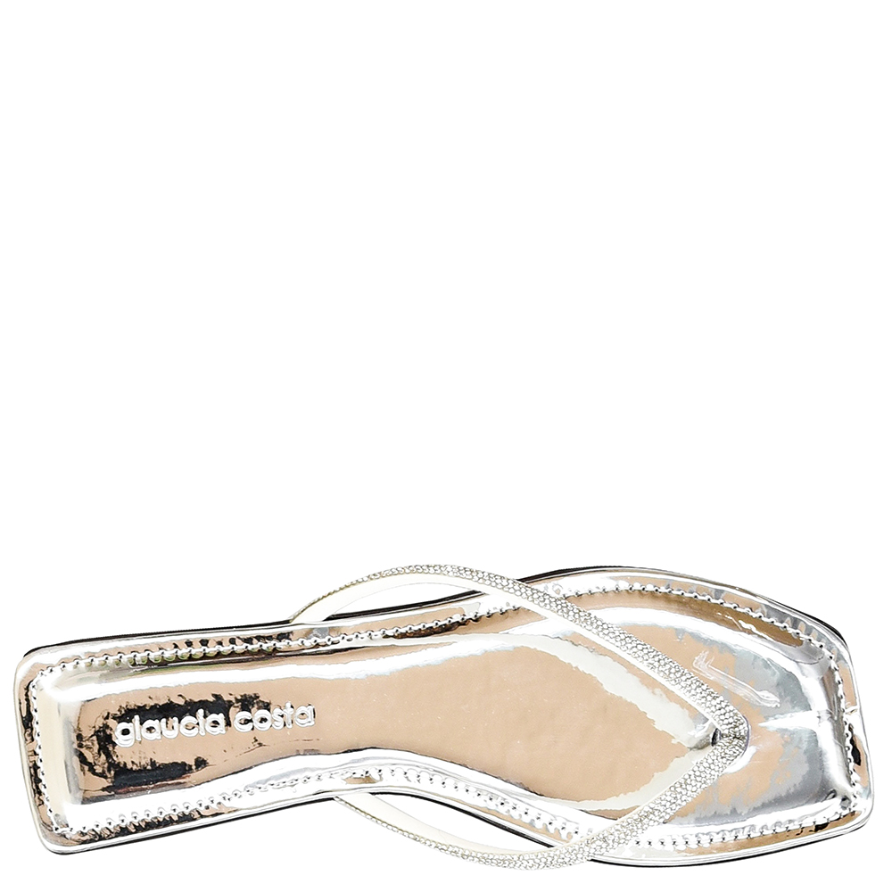 SANDALIA RASTEIRA STRASS METALIZADO GLAUCIA COSTA image number 1