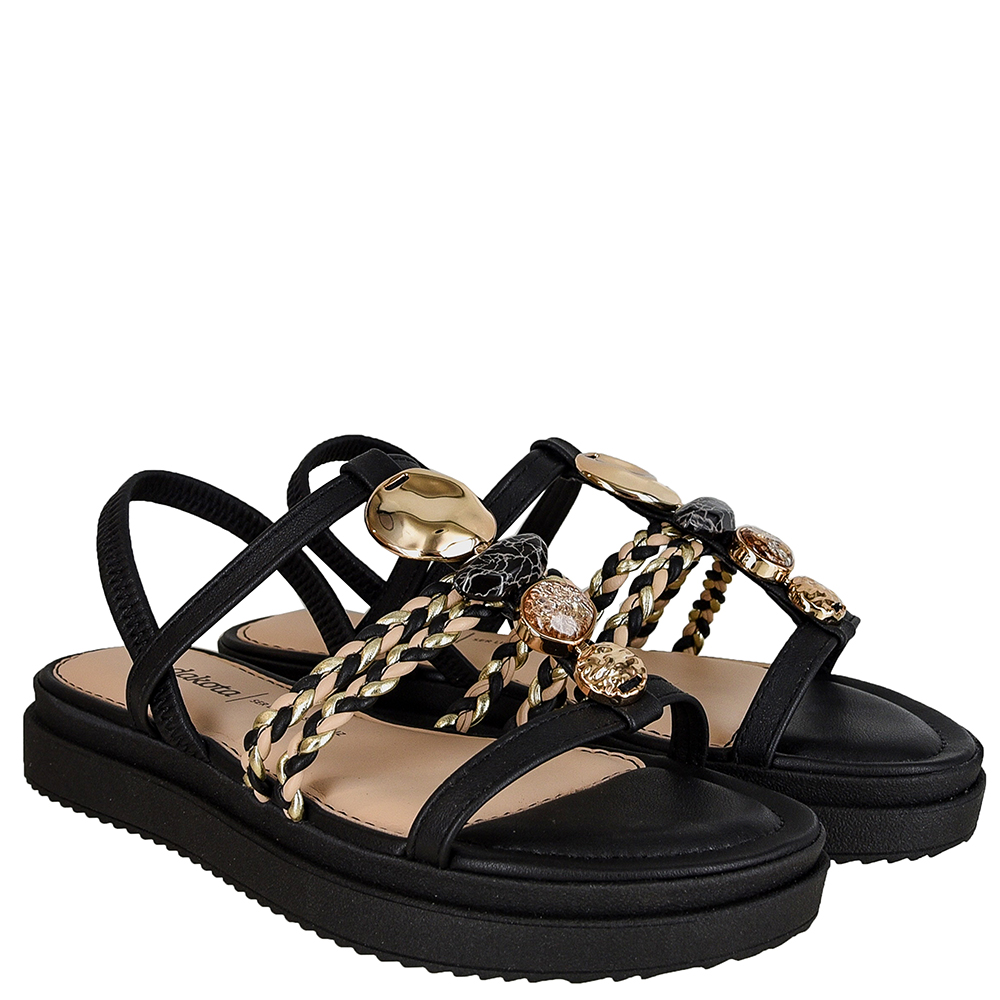 SANDALIA FLATFORM TRANCA COM PEDRAS DAKOTA image number 1