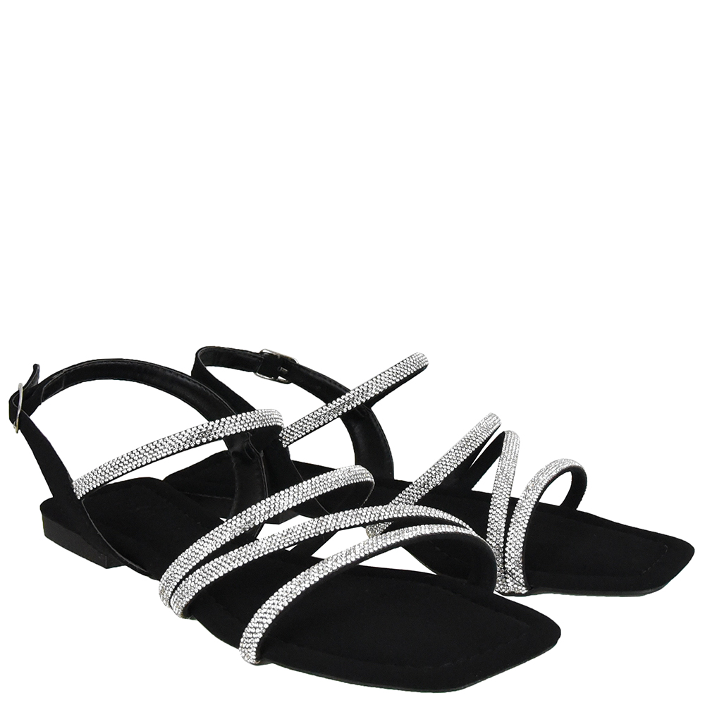 SANDALIA BAIXA QUATRO TIRAS STRASS DI SANTINNI image number 1