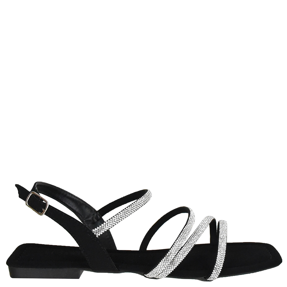 SANDALIA BAIXA QUATRO TIRAS STRASS DI SANTINNI image number 0