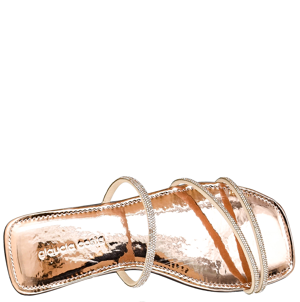 SANDALIA RASTEIRA TIRAS STRASS MET GLAUCIA COSTA image number 1