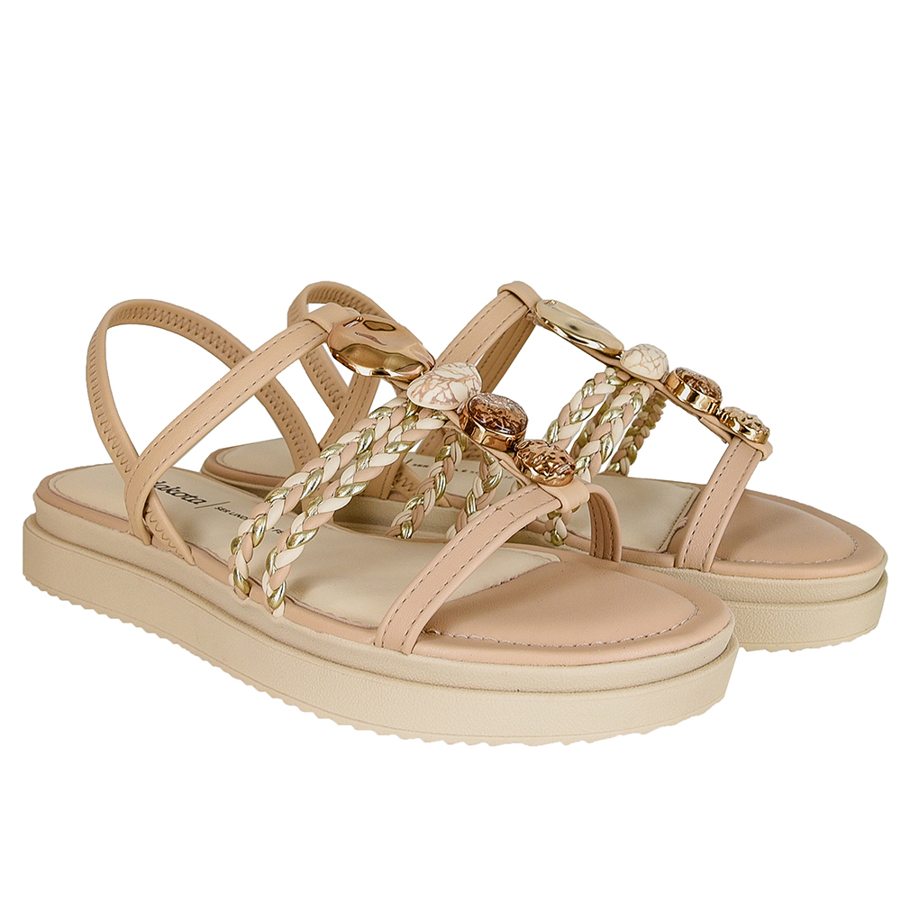 SANDALIA FLATFORM TRANCA COM PEDRAS DAKOTA image number 1